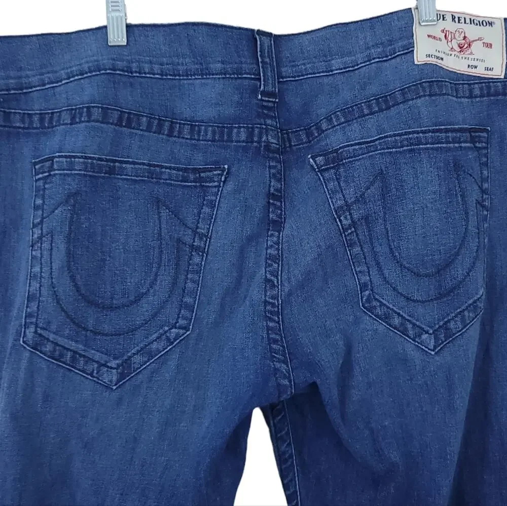 True Religion Ricky Relaxed Straight Jeans Size 40x32 Blue Jean Denim Men